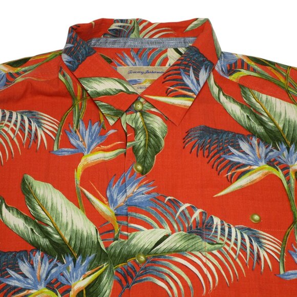 Tommy Bahama Men's Size - XL Pink Floral 100% Silk Short Sleeve Button Up Hawaii - Picture 1 of 5